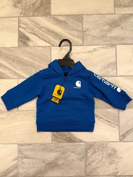 Carhartt Other - NWT Carhartt Baby Boy Blue Logo Quarter Zip Hoodie 3 Months